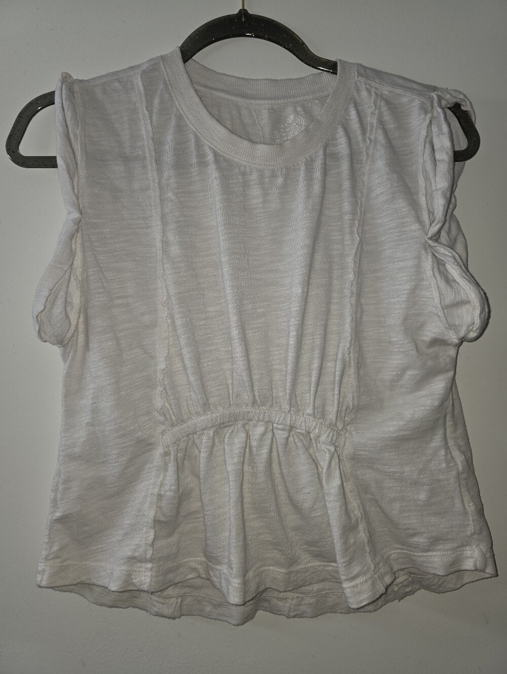 Pilcro By Anthropologie Cuff Sleeve Ruched Front White Tank Top Size S